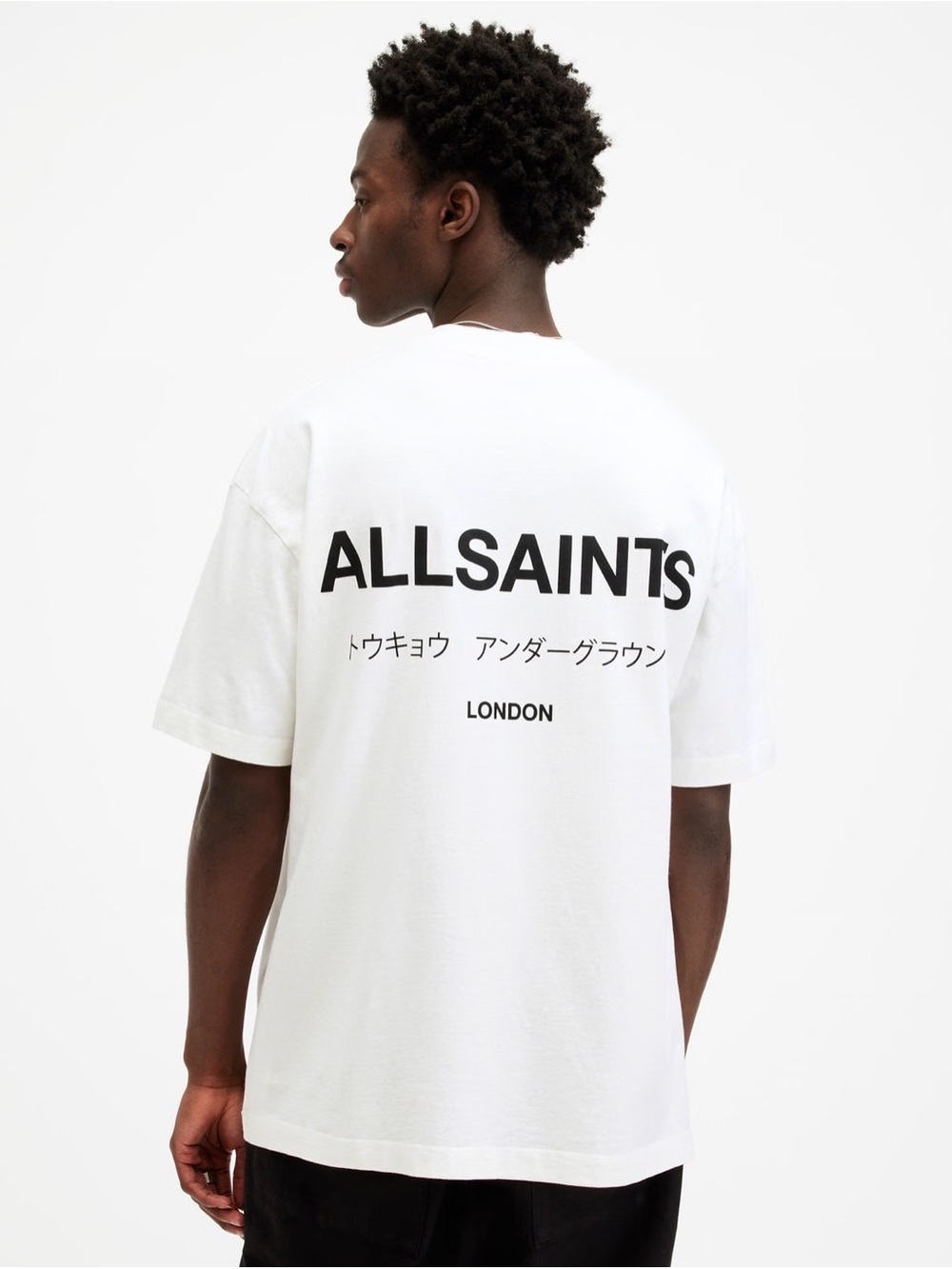 Allsaints Mens XL Underground Oversized White Organic Cotton T Shirt Streetwear - Picture 9 of 10